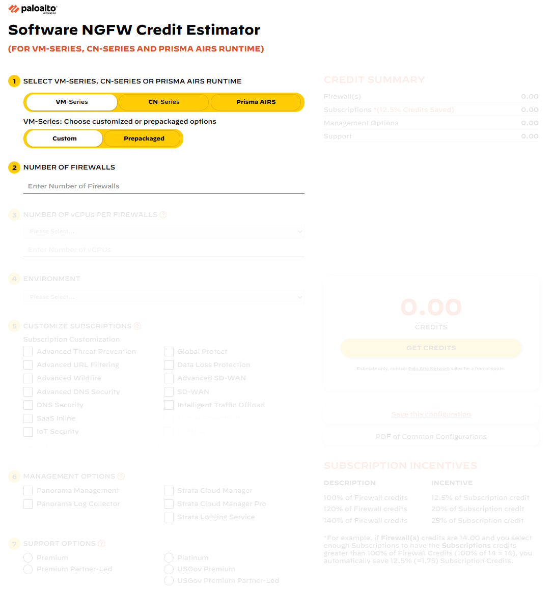 NGFW Credits Estimator